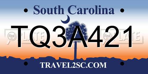 TQ3A421 South Carolina License Plate