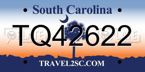 TQ42622 South Carolina License Plate