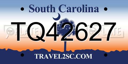 TQ42627 South Carolina License Plate