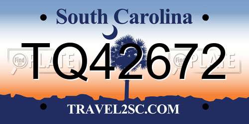 TQ42672 South Carolina License Plate
