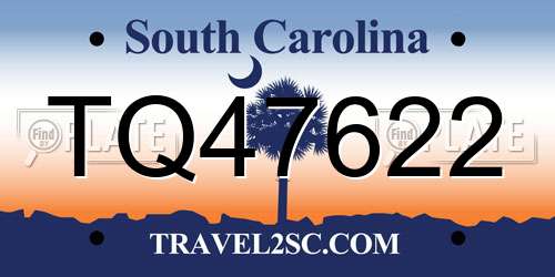TQ47622 South Carolina License Plate