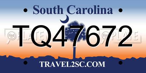 TQ47672 South Carolina License Plate