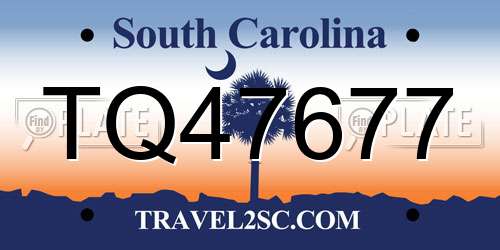 TQ47677 South Carolina License Plate