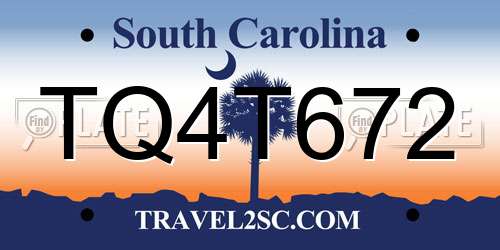TQ4T672 South Carolina License Plate