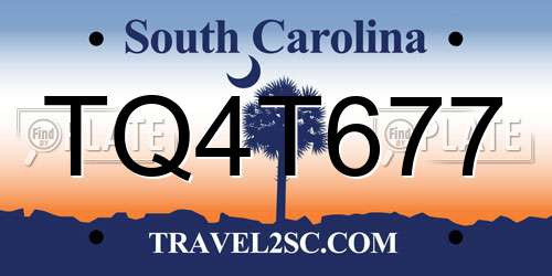 TQ4T677 South Carolina License Plate