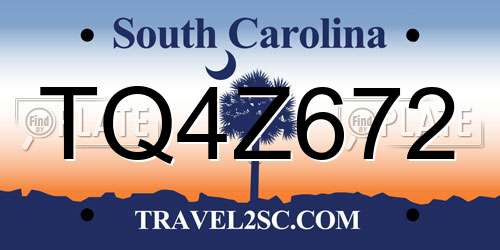 TQ4Z672 South Carolina License Plate