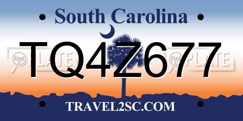 TQ4Z677 South Carolina License Plate