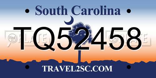 TQ52458 South Carolina License Plate