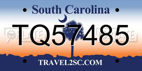 TQ57485 South Carolina License Plate