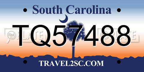 TQ57488 South Carolina License Plate