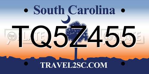TQ5Z455 South Carolina License Plate