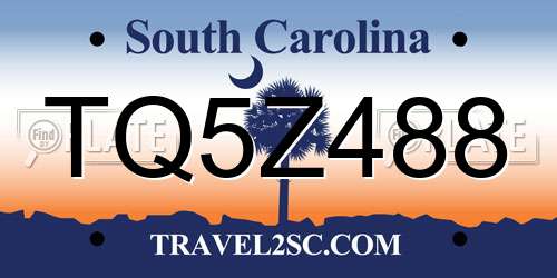 TQ5Z488 South Carolina License Plate