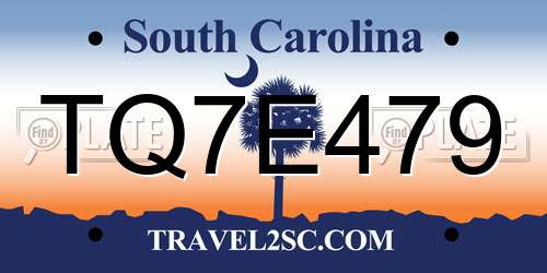 TQ7E479 South Carolina License Plate