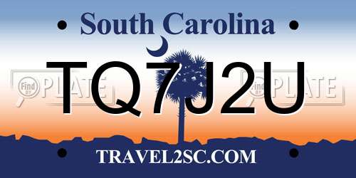 TQ7J2U South Carolina License Plate
