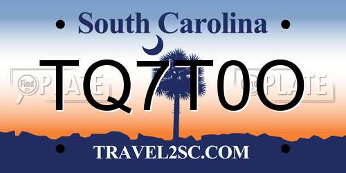 TQ7T0O South Carolina License Plate