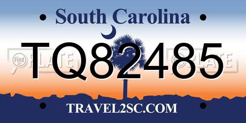 TQ82485 South Carolina License Plate