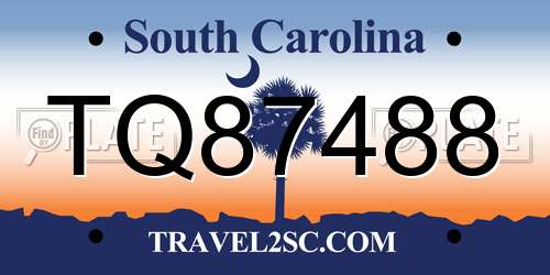 TQ87488 South Carolina License Plate