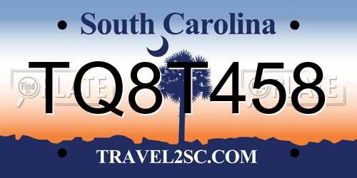 TQ8T458 South Carolina License Plate
