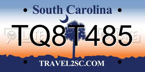 TQ8T485 South Carolina License Plate