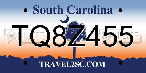 TQ8Z455 South Carolina License Plate