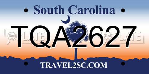 TQA2627 South Carolina License Plate