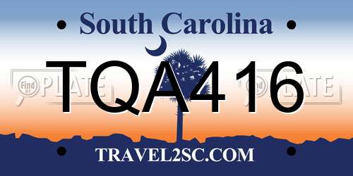 TQA416 South Carolina License Plate