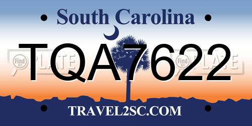 TQA7622 South Carolina License Plate