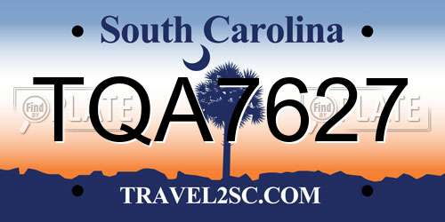 TQA7627 South Carolina License Plate
