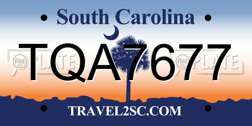 TQA7677 South Carolina License Plate