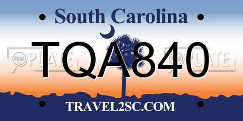 TQA840 South Carolina License Plate
