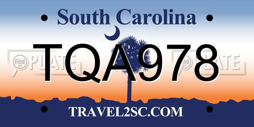 TQA978 South Carolina License Plate