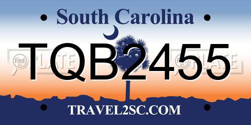TQB2455 South Carolina License Plate