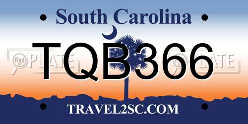 TQB366 South Carolina License Plate