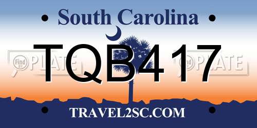 TQB417 South Carolina License Plate