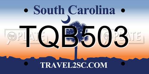 TQB503 South Carolina License Plate