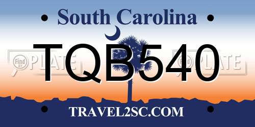 TQB540 South Carolina License Plate