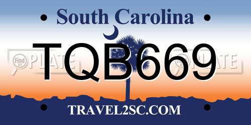 TQB669 South Carolina License Plate