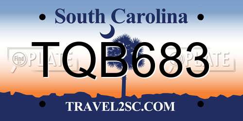 TQB683 South Carolina License Plate