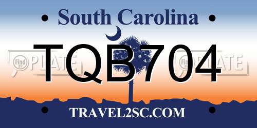 TQB704 South Carolina License Plate