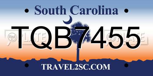 TQB7455 South Carolina License Plate
