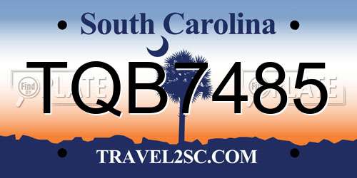 TQB7485 South Carolina License Plate