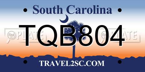 TQB804 South Carolina License Plate