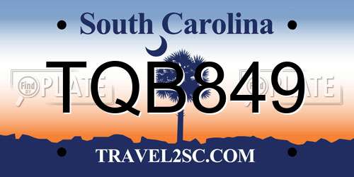 TQB849 South Carolina License Plate
