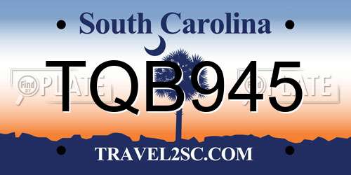 TQB945 South Carolina License Plate