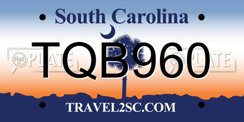 TQB960 South Carolina License Plate
