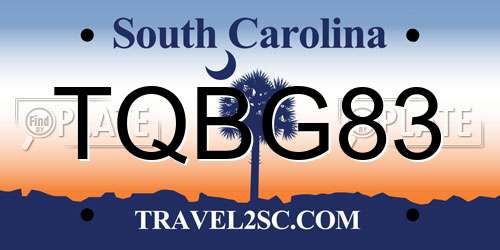 TQBG83 South Carolina License Plate