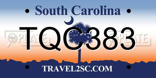 TQC383 South Carolina License Plate