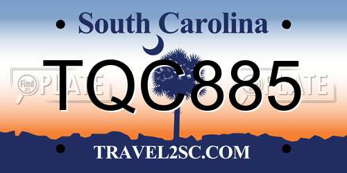 TQC885 South Carolina License Plate