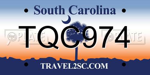 TQC974 South Carolina License Plate