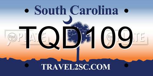 TQD109 South Carolina License Plate